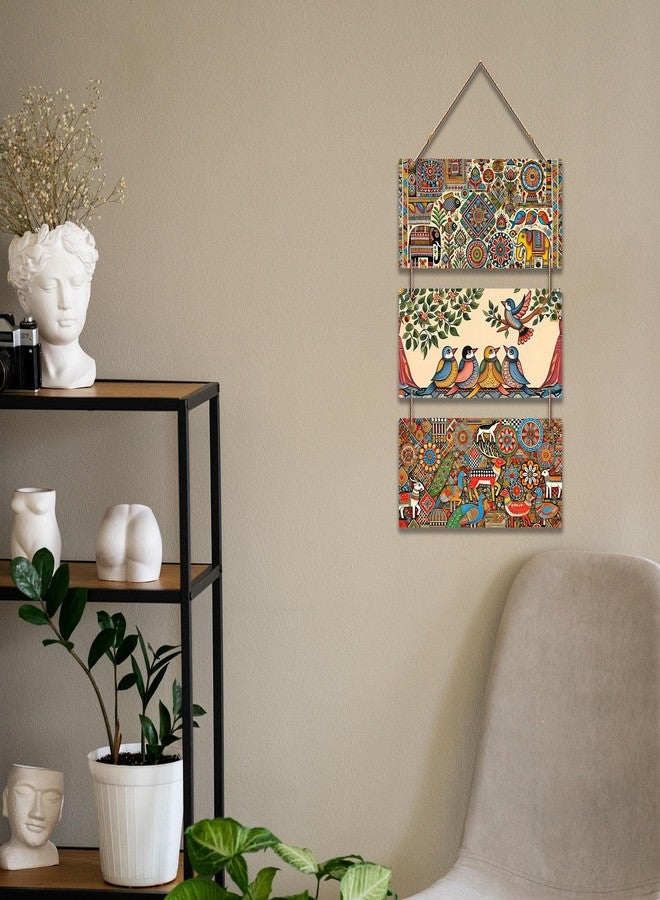 Artvibes Traditional Indian Folk Art Decorative Wooden Wall Hanging For Living Room | Bedroom | Gifts | Wall Hanger For Decoration | Modern Decor Artwork | Wall Sculpture | Signs & Plaques (WH_9449N) - Image 3